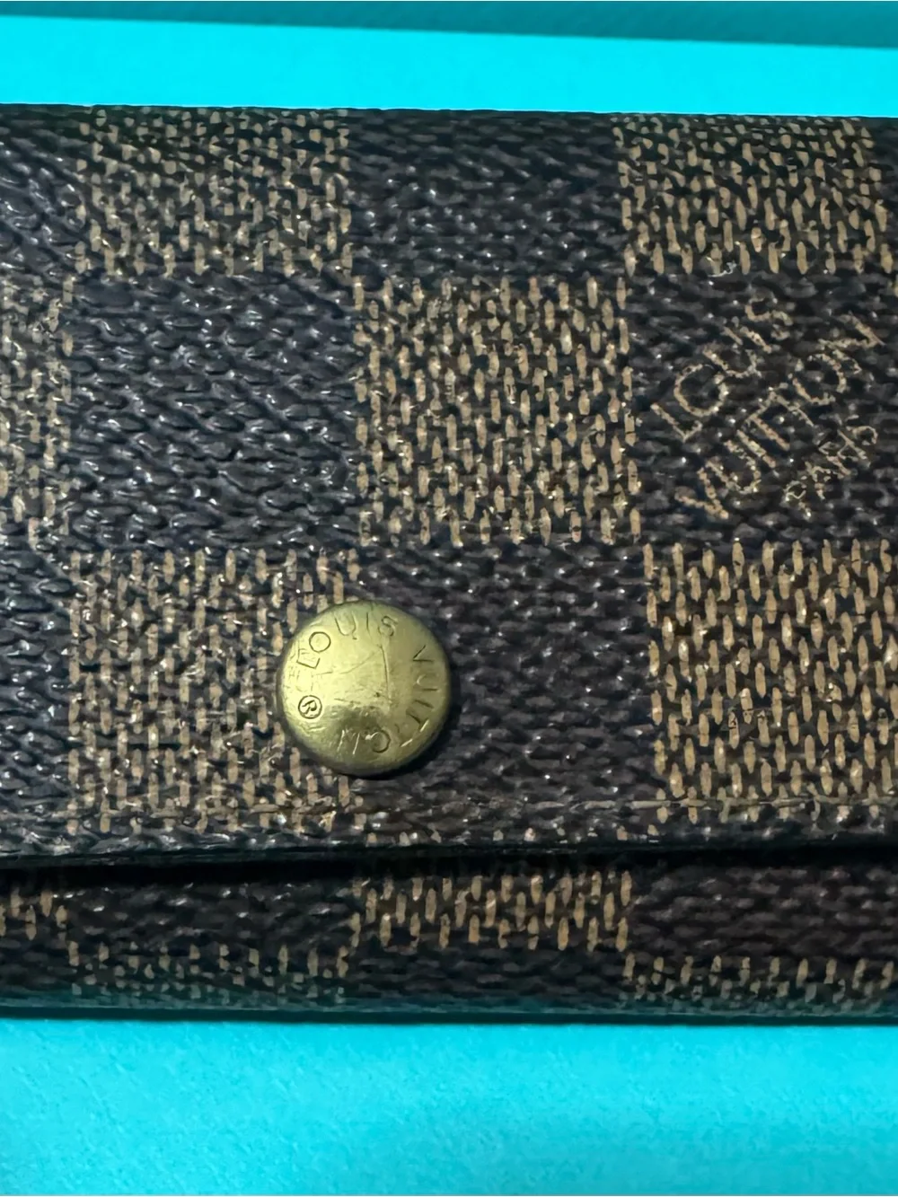 Louis Vuitton Brown Damier Ebene Card & 4 Key Holder with Brass Snap